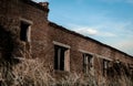 Abandoned brick house in the war zone Ukraine Royalty Free Stock Photo