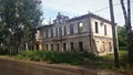 Abandoned brick and wooden houses in pishchita, located in Ostashkov, Tver region, Russia Royalty Free Stock Photo