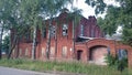 Abandoned brick and wooden houses in pishchita, located in Ostashkov, Tver region, Russia Royalty Free Stock Photo