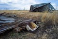 Abandoned and broken down farm house in the Alberta prairies