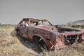 Abandoned and brownfield vintage style car Royalty Free Stock Photo