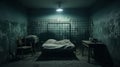 Russian Prison Cell With Dark Teal Bed Frame