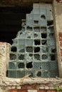 Abandoned Building with Broken Glass Block Window Royalty Free Stock Photo