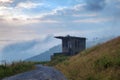 Abandoned building on the empty road Royalty Free Stock Photo