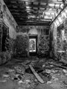 Abandoned Building Interior - B&W
