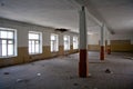 Abandoned building interior, dirty room, rotten peeled walls