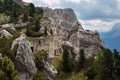 Abandoned Building Ruins in Italian Dolomites Alps Scenery