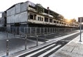 Abandoned buildings by a bicycle track Royalty Free Stock Photo