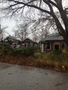 Abandoned Buildings on Gloomy Day in Picher, Oklahoma Royalty Free Stock Photo