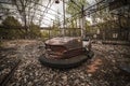 Abandoned bumper cars in Pripyat Royalty Free Stock Photo