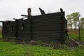 Abandoned burned wooden building Royalty Free Stock Photo