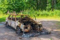 Abandoned burnt out car