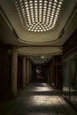 abandoned business building with little light atmospheric space, dark atmosphere, natural light in budapest