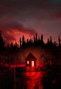 Abandoned Cabin In A Mysterious Forest