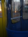 Abandoned cable car cabins in a park in the middle of Kharkiv