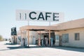 Abandoned cafe and gas station in Desert Center, California