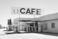 Abandoned cafe and gas station in Desert Center, California