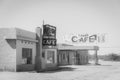 Abandoned cafe and gas station in Desert Center, California