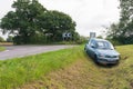Abandoned car in a ditch. UK Royalty Free Stock Photo