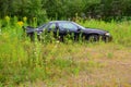 Abandoned car in field Royalty Free Stock Photo