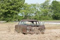 Abandoned Car In Field Royalty Free Stock Photo