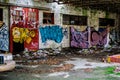 Abandoned car Graffiti building in flint michigan