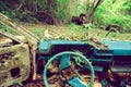 Abandoned car in the jungle Royalty Free Stock Photo