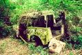 Abandoned car in the jungle Royalty Free Stock Photo