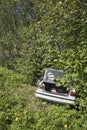 Abandoned car on the roadside forest after accident Royalty Free Stock Photo