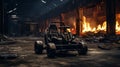 Post-apocalyptic Black Go Kart In Warehouse: A Royalcore Website