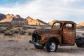 Abandoned car wreck in the ghost town Rhyolite in the Death Valley Royalty Free Stock Photo