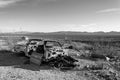 Abandoned car wreck in the ghost town Rhyolite in the Death Valley Royalty Free Stock Photo