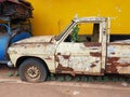 Abandoned car wreck at junkyard Royalty Free Stock Photo