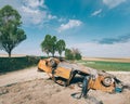 Abandoned car wreck outdoor Royalty Free Stock Photo