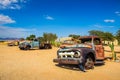 Abandoned car wrecks in Solitaire located in the Namib Desert of Namibia Royalty Free Stock Photo