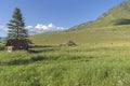 Abandoned cattle-ranch. Altai Mountains, Russia. Royalty Free Stock Photo