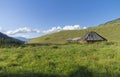 Abandoned cattle-ranch. Altai Mountains, Russia. Royalty Free Stock Photo