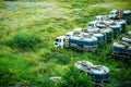 Abandoned cement trucks