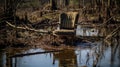 Abandoned Chair In Soggy Rural Swamp - A Haunting Image Royalty Free Stock Photo