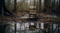 Decayed Roots A Photorealistic Pastiche Of Soggy Chair In Swamp