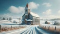 Abandoned Charming Country Church Building Retro Rural Old Steeple Exterior AI Generated