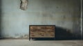 Minimalistic Industrial Photography Of A Patinated Dresser In An Empty Room