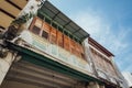 Abandoned chinese colonial old building facade in George Town. Penang, Malaysia Royalty Free Stock Photo