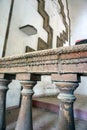 Interior of an abandoned church with altar and religious elements