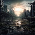 Abandoned city post apocalypses Royalty Free Stock Photo