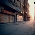 Abandoned City Street with Closed Storefronts