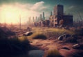 abandoned city wasteland. Royalty Free Stock Photo