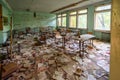 Abandoned Classroom at District 3 School - Pripyat, Chernobyl Exclusion Zone, Ukraine Royalty Free Stock Photo