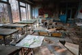 Abandoned Classroom in School number 5 of Pripyat, Chernobyl Exclusion Zone 2019 Royalty Free Stock Photo