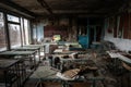 Abandoned Classroom in School number 5 of Pripyat, Chernobyl Exclusion Zone 2019 Royalty Free Stock Photo